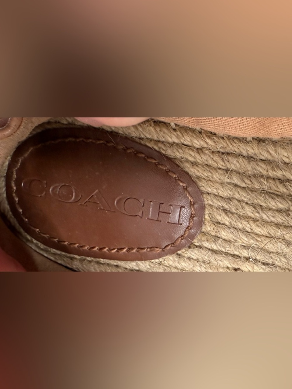 COACH Camryn Beige Black Leather Espadrille Slip On Loafers Size 7 - Picture 5 of 16